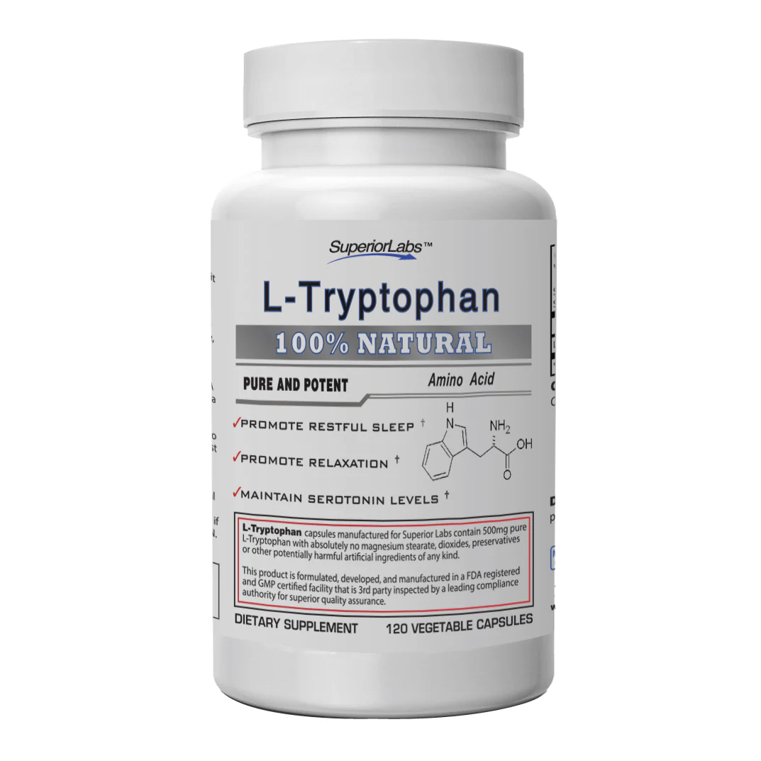 Superior Labs L-Tryptophan 500mg 120 Vegetable Capsules