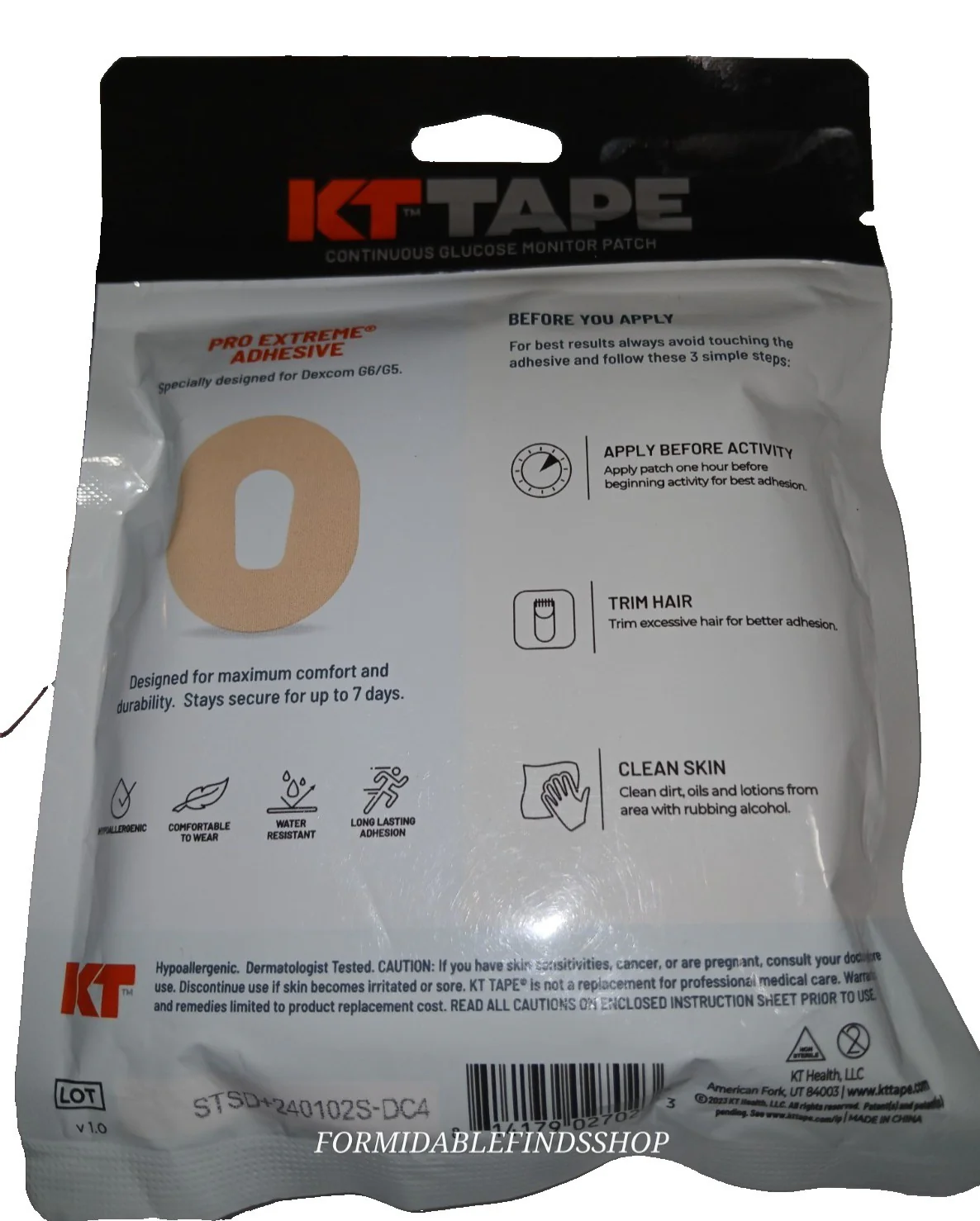 KTTape Patches for Diabetes Management, Dexcom G7, Beige, 10 Count - Image 3