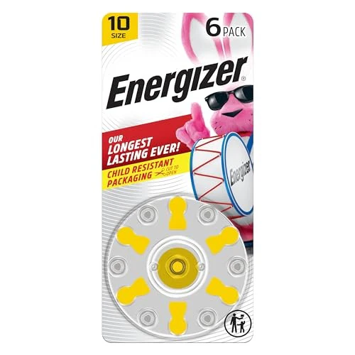 150145 1.4V Hearing Aid Batteries - Yellow Tab - Size 10 - Pack of 6