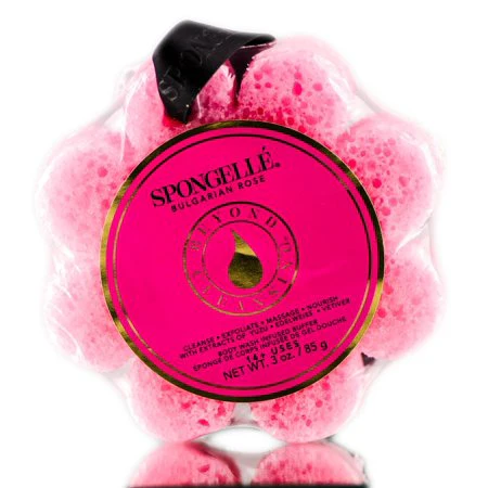 Spongelle Wild Flower Body Wash Infused Soap Sponge Pink Bulgarian Rose (14+ Utilisations)