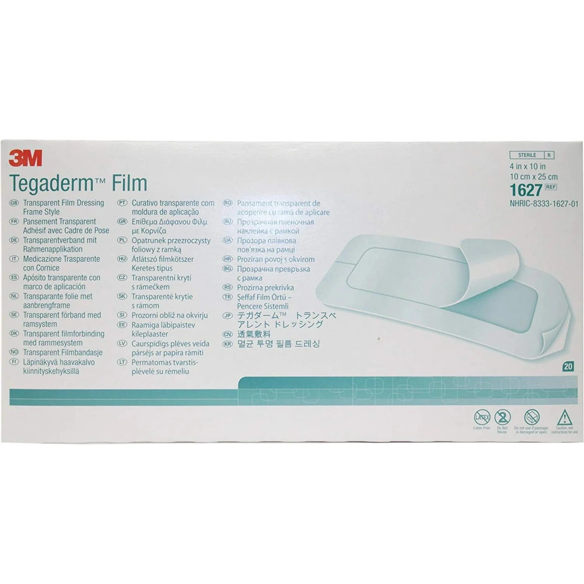 3M Tegadrem Dressing Adhessive Transparent 4" x 10" 20ct 1627