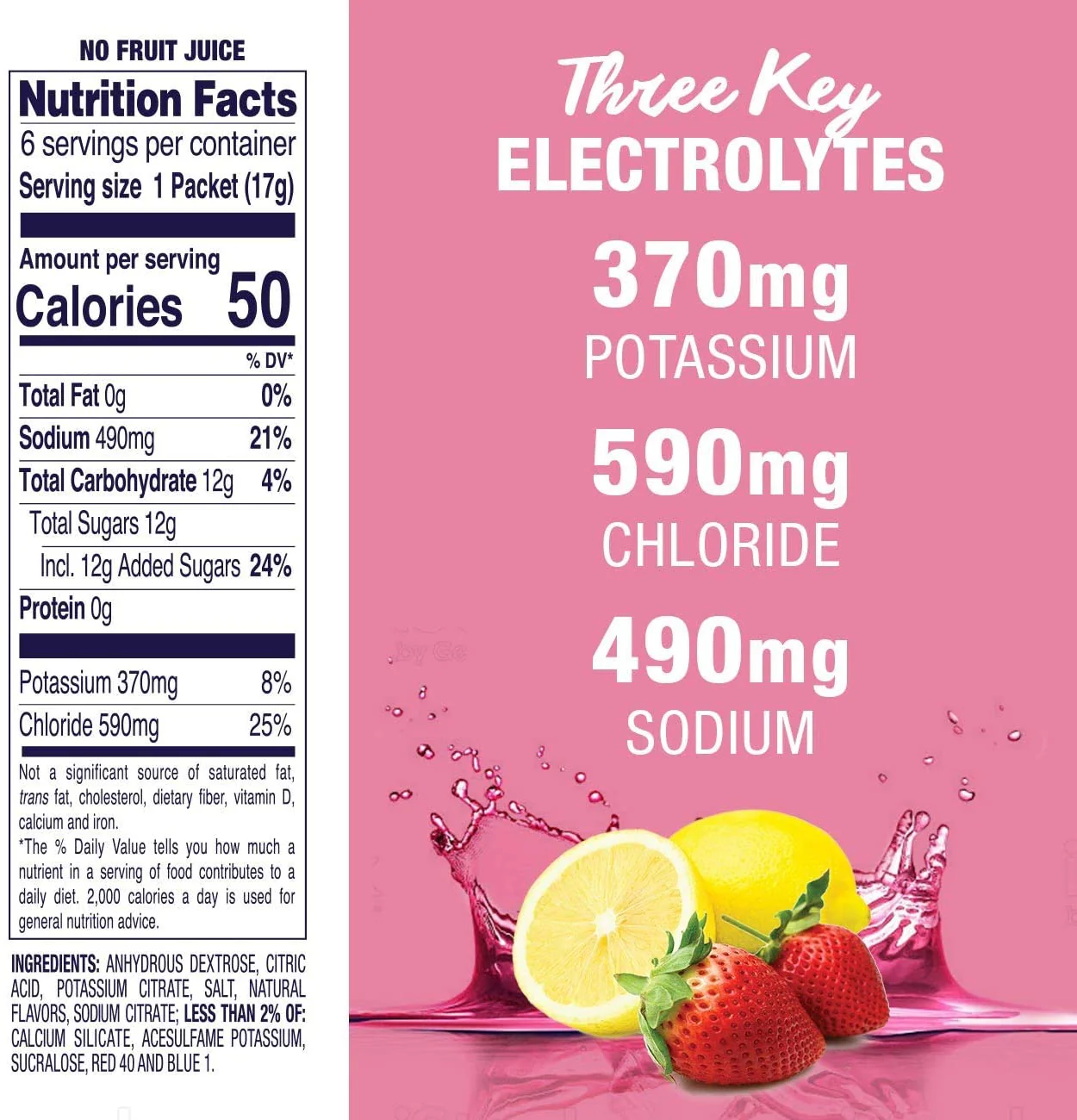 Abbot Pedialyte Strawberry Lemon 6 Powder Packs 0.6Oz - Image 2