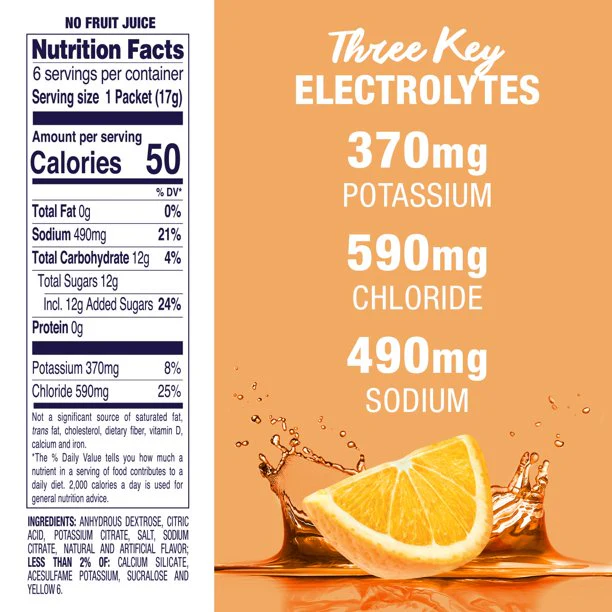 Abbott Pedialyte Rehydration Orange 6 Powder Packs 0.6Oz - Image 2