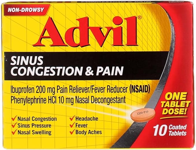 Advil Sinus Congestion & Pain 200 mg 10 Tablets