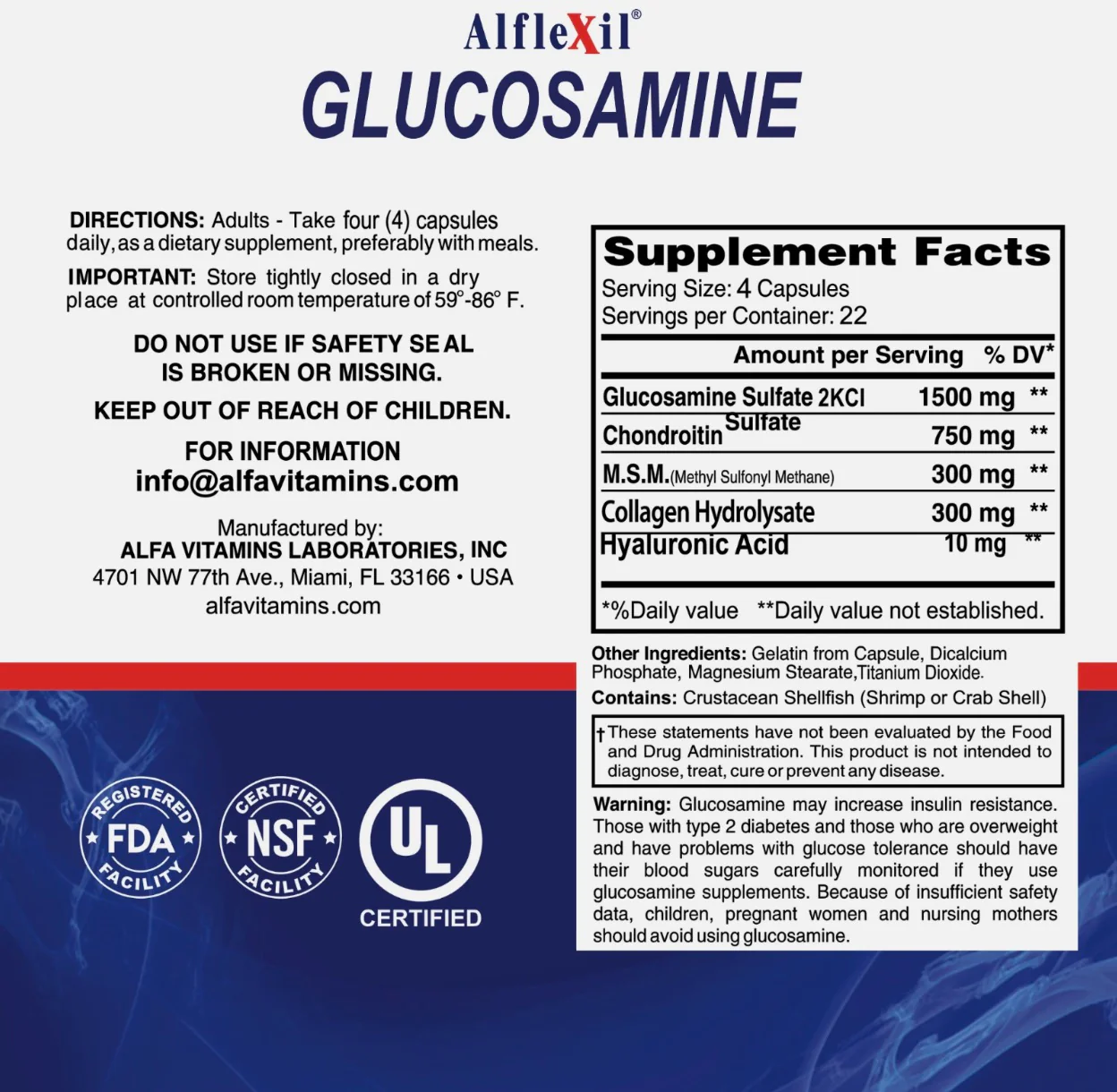 Alflexil Glucosamine & Chondroitin Collagen Hyaluronic Acid 90 Capsules - Image 2