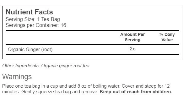 Alvita Ginger Root Tea Bags 16ct - Image 2