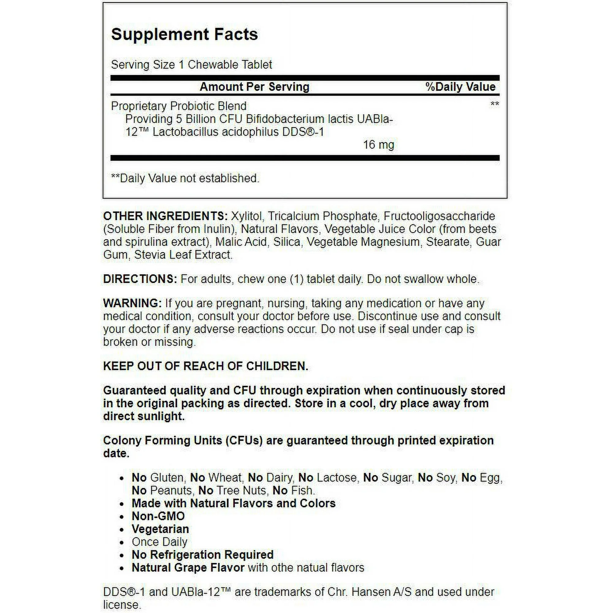 American Health Once Daily Probiotic 5 Billion Grape 60 Chewables - Image 2