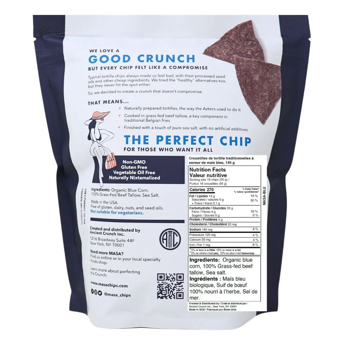 Ancient Crunch Masa Traditional Tortilla Chips Blue, 140g - Image 4