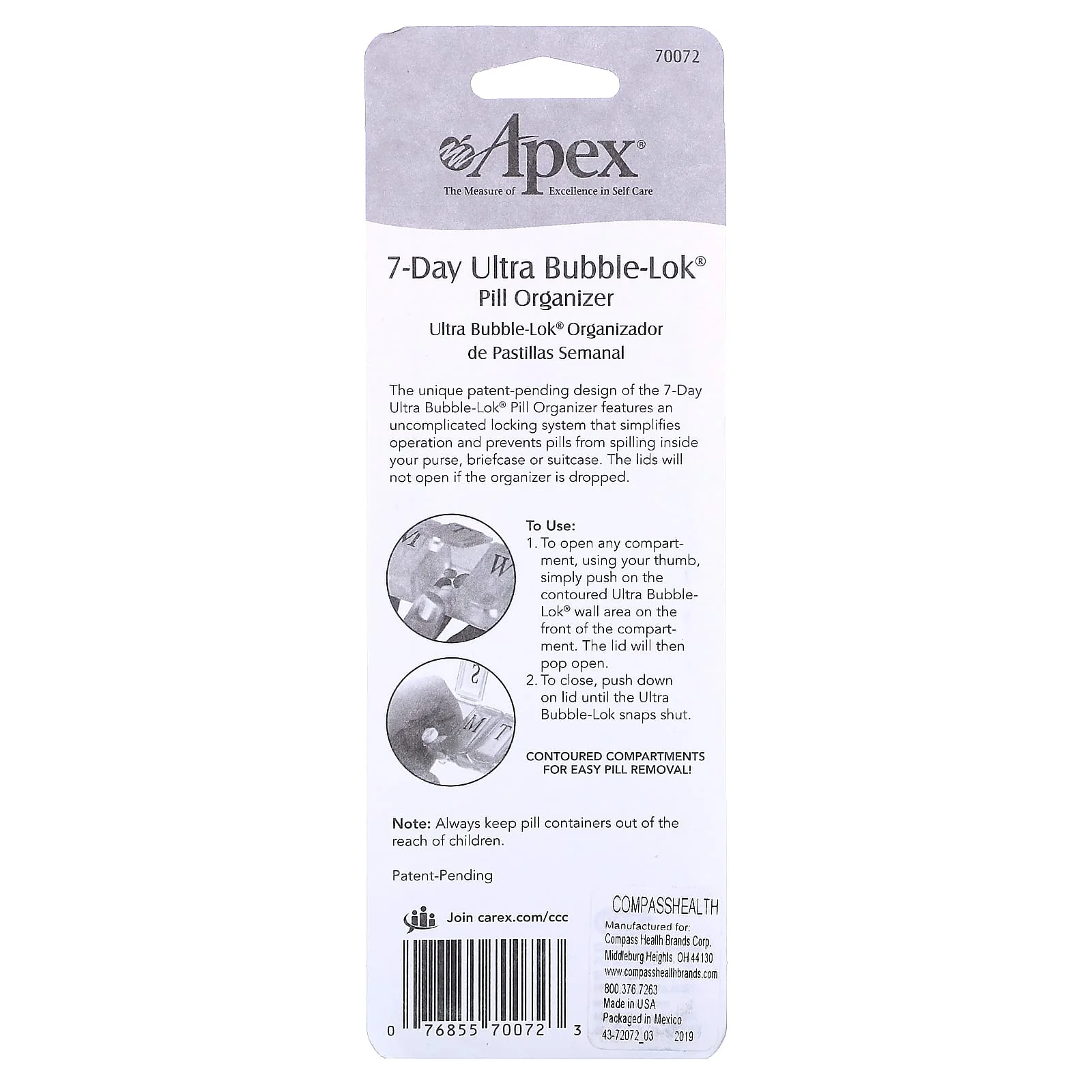 Apex 7 Day Ultra Bubble-Lok Pill Organizer XL - Image 2