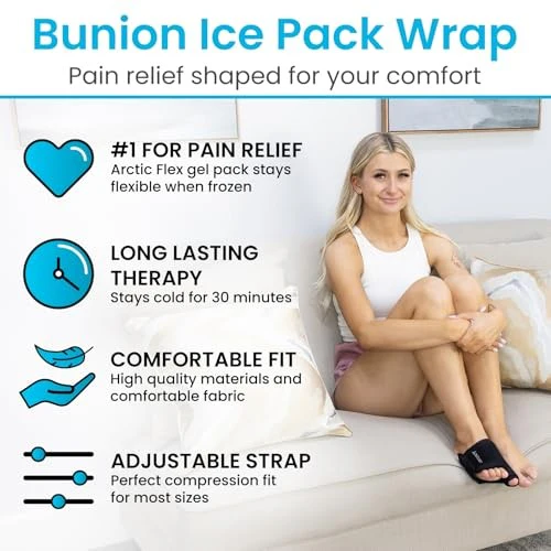 Arctic Flex Foot Ice Pack (Pair) Toe Wrap for Bunion, Plantar Fasciitis, Hallux Valgus, Gout, Swelling & Injuries - Cold & Heat Gel Therapy for Joint - Image 2