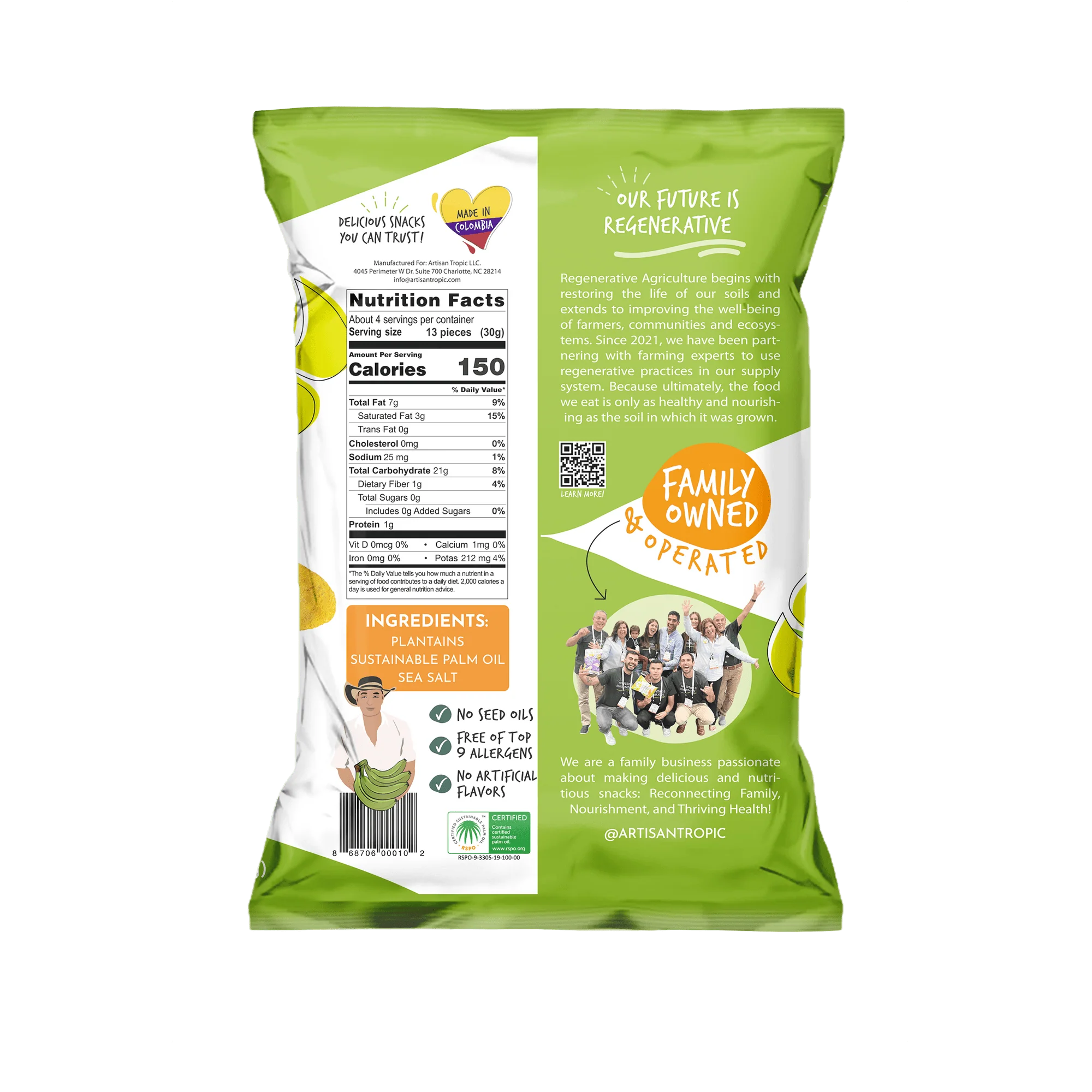 Artisan Tropic Plantain Strips Sea Salt 4.5oz - Image 3