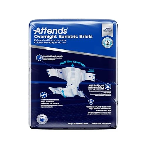 Attends Bariatric Incontinence Disposable Briefs, 5X-Large Tab Closures Ultimate Absorbency - Image 2