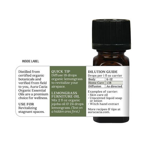Aura Cacia Organic Lemongrass Revitalizing Essential Oil 0.25oz - Image 2