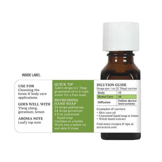 Aura Cacia Palmarosa Cleaning Pure Essential Oil 0.5oz - Image 2
