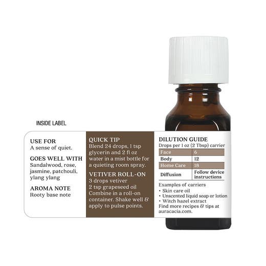 Aura Cacia Vetiver Pure Essential Oil 0.5oz - Image 2