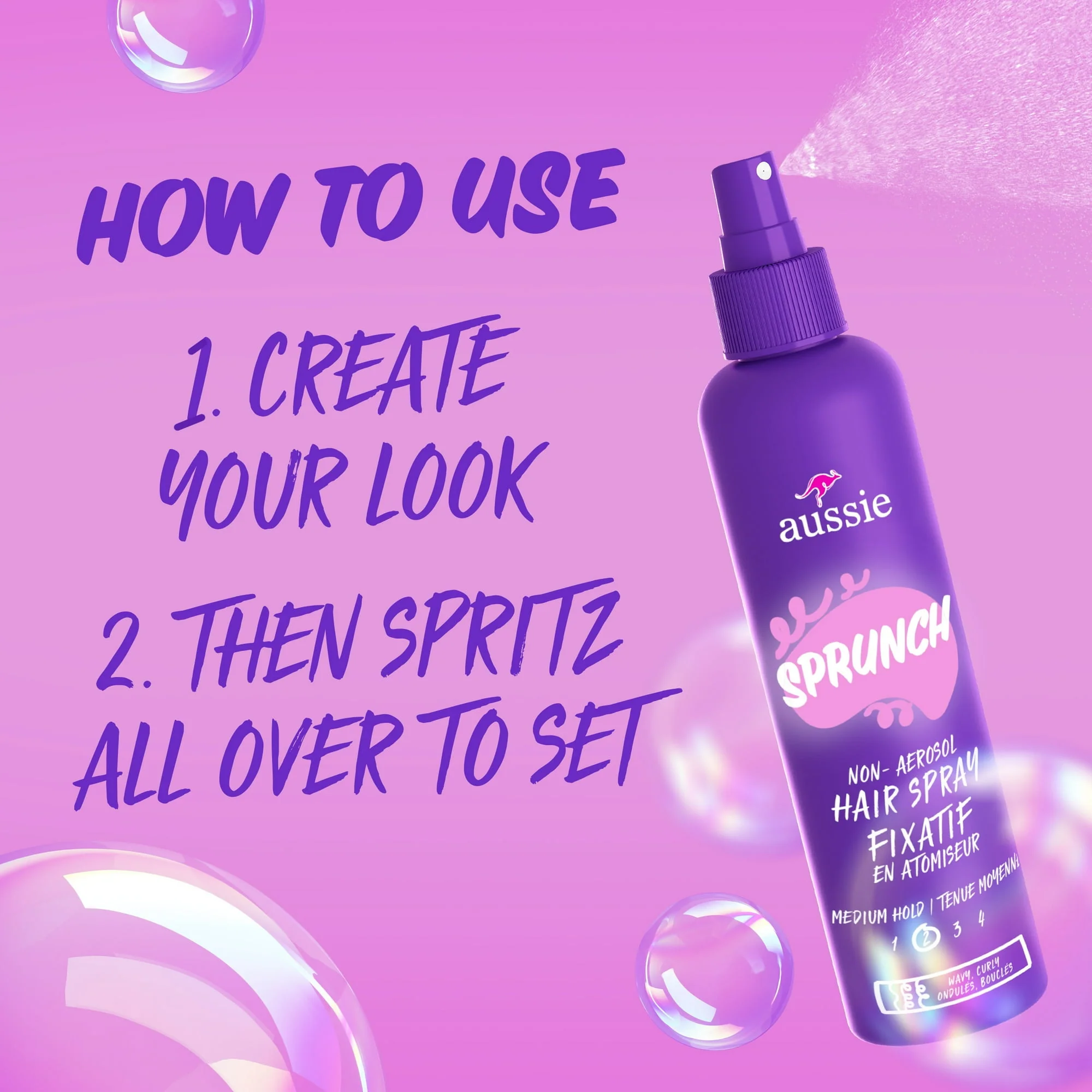 Aussie Sprunch Hair Spray Curly & Wavy Hair 8.5oz - Image 2