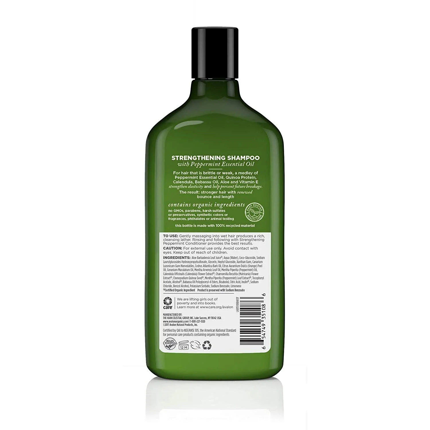 Avalon Organics Strengthening Peppermint Shampoo 11. Oz - Image 2