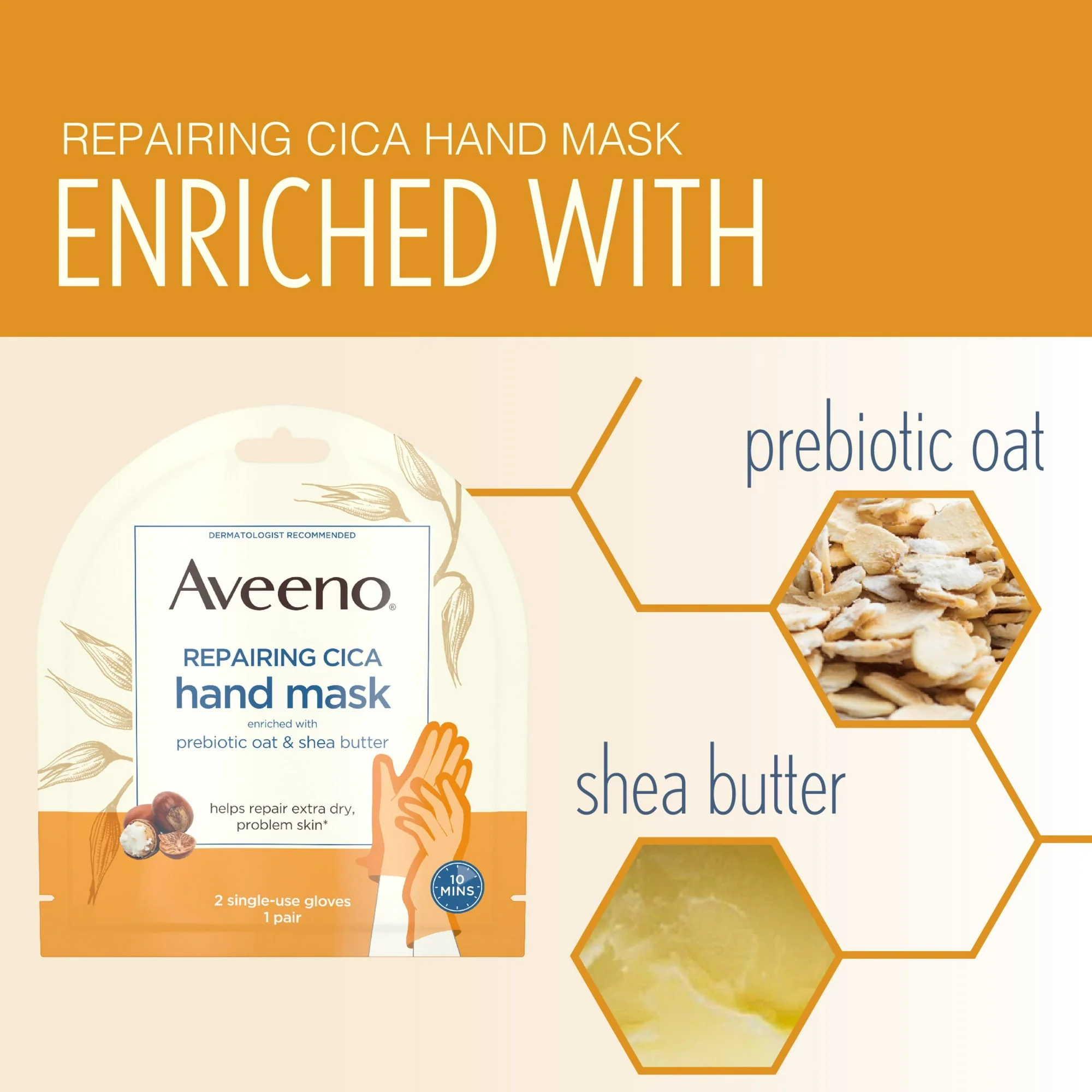 Aveeno Skin Relief Repairing Hand Mask With Oat & Shea Butter 1 Pair - Image 2