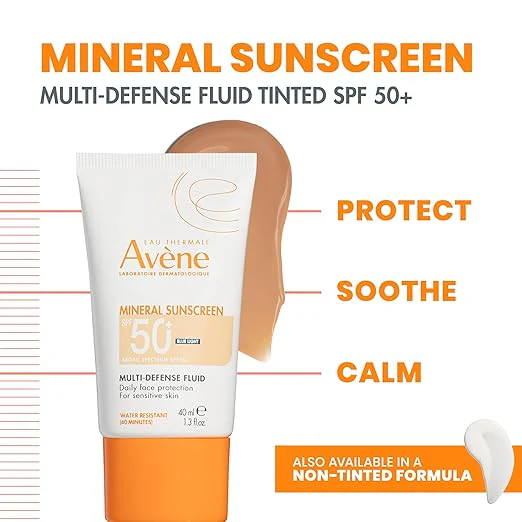 Avene Mineral Sunscreen SPF 50+ Multi-Defense Fluid Tinted 1.3oz - Image 2