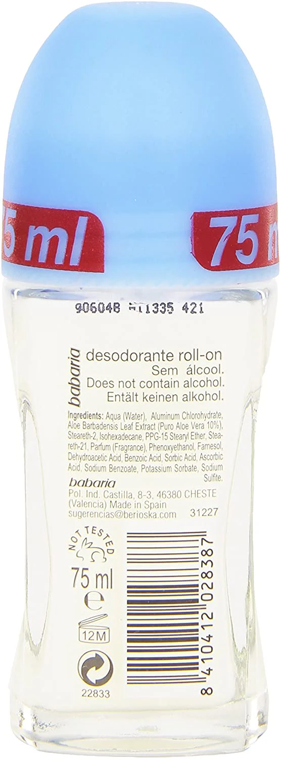Babaria Deodorant Roll-On Aloe Dermo Sensitive 2.5Oz - Image 2