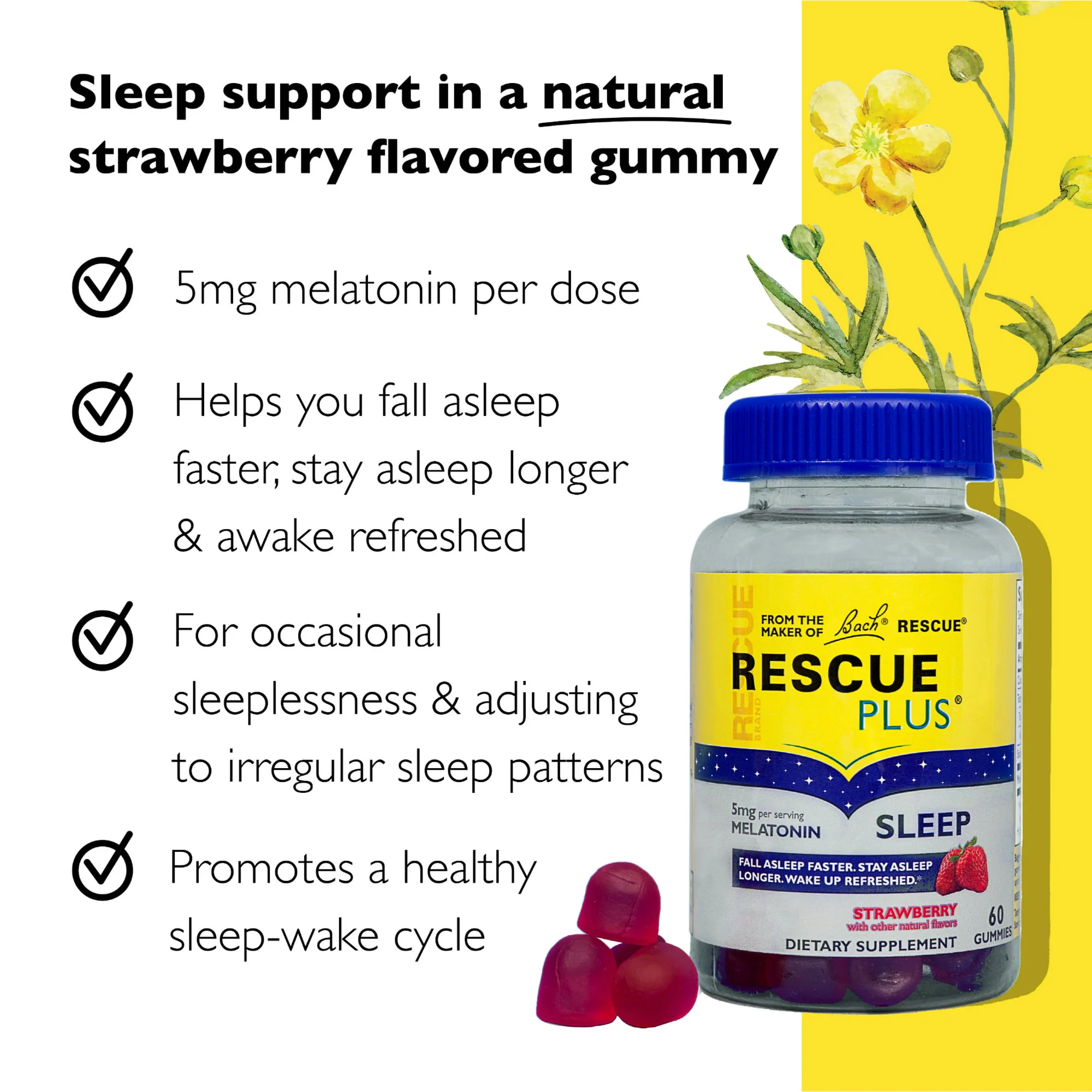 Bach Rescue Plus Sleep Melatonin Sleep Gummies 60ct - Image 2