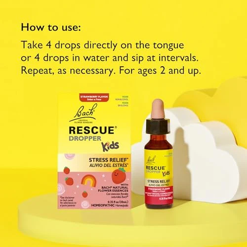 Bach, Rescue® Dropper Kids, Stress Relief, for Ages 2 & up, Strawberry, 0.35 Fl Oz (10 Ml) - Image 5