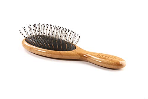 Bass 801 Dark Bamboo Small Oval Style Hairbursh with Premium Alloy Pins