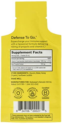 Beekeepers Naturals Propolis Liposomal with Vitamin C Single Pack, 0.27 FZ - Image 2