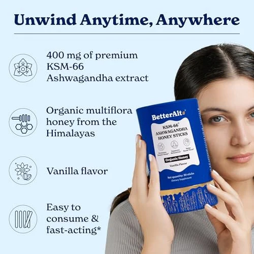 Betteralt KSM-66 Ashwagandha Honey Sticks For Relaxation and Focus 30 Sticks - Image 4