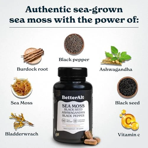 Better Alt Irish Sea Moss with Black Seed Oil, Ashwagandha & Black Pepper 120 Capsules - Image 7