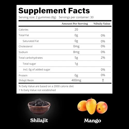 Betteralt Himalayan Pure Shilajit Gummies - 85+ Trace Minerals for Energy & Immunity Mango 60 Gummies - Image 2