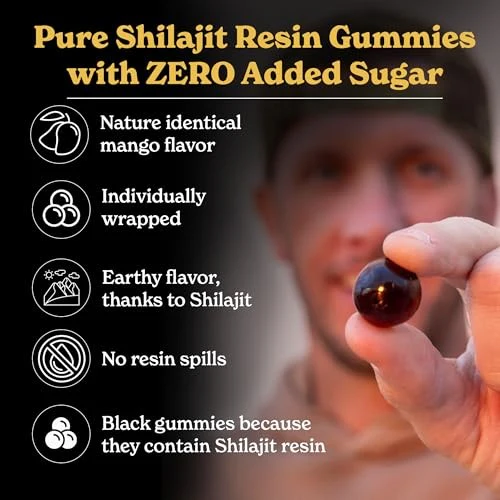 Betteralt Himalayan Pure Shilajit Gummies - 85+ Trace Minerals for Energy & Immunity Mango 60 Gummies - Image 3