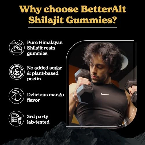 Betteralt Himalayan Pure Shilajit Gummies - 85+ Trace Minerals for Energy & Immunity Mango 60 Gummies - Image 4