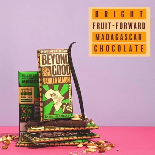 Beyond Good Chocolate Bars | Vanilla Almond Dark Chocolate | Organic, Direct Trade, Vegan, Non-GMO | Single Origin Madagascar Dark Chocolate - Image 3