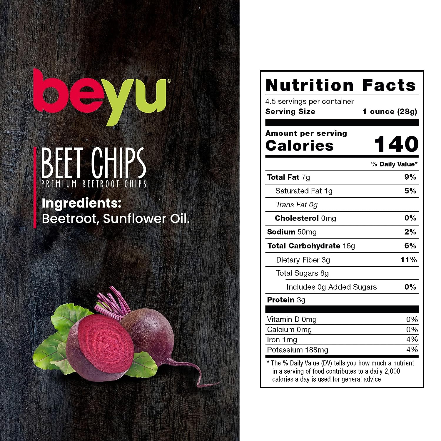 Beyu Beetroot Vegetable Chips Snack 4.5 Oz - Image 3