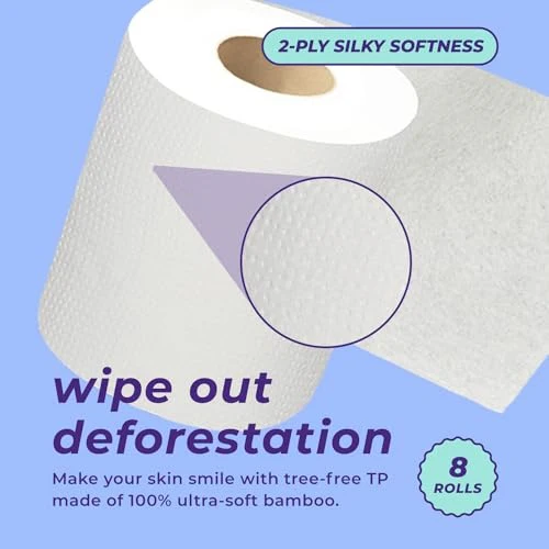 Bim Bam Boo Bamboo Toilet Paper 2 Ply - 8 Double Rolls, 320 Sheets per Roll - Image 4