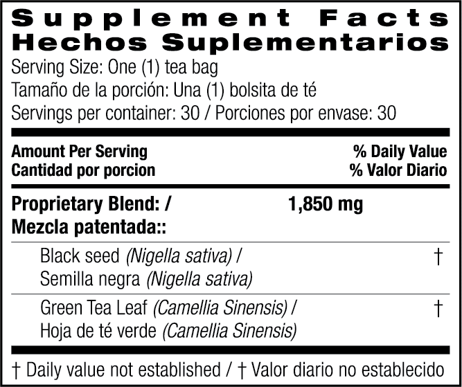 Bio Nutrition Black Seed Tea With Green Tea Bags 30 ct - Image 2