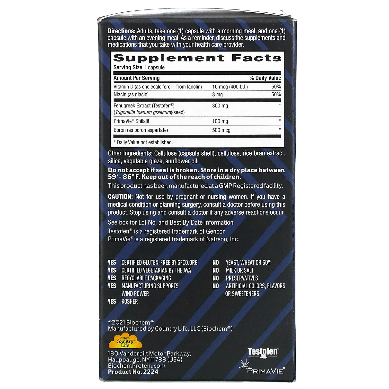 Biochem Natural Testosterone 60 Vegetable Capsules - Image 2