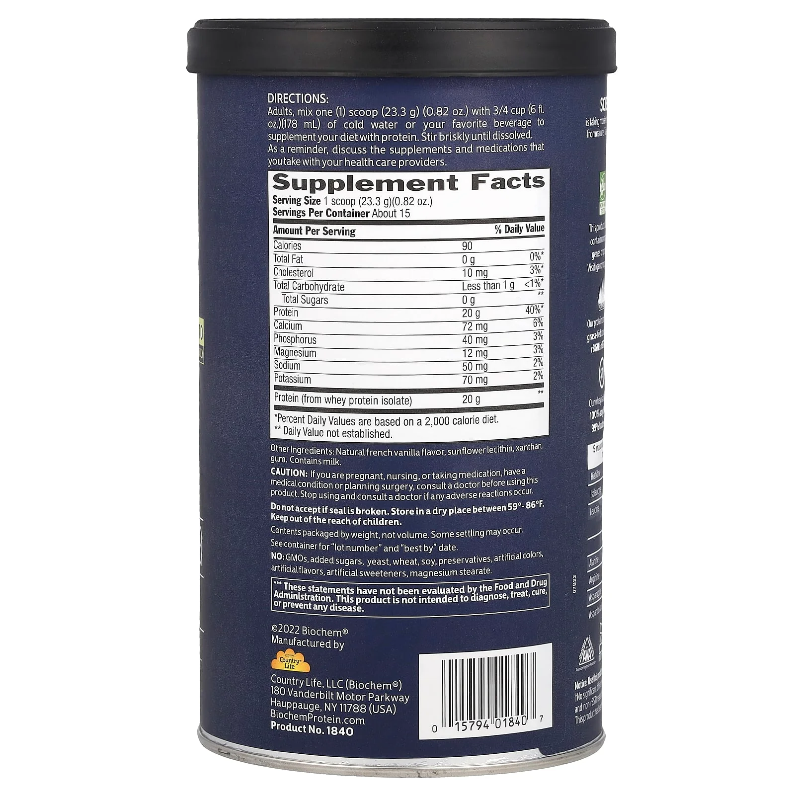 Biochem Whey Protein Powder Vanilla 14.9oz - Image 2