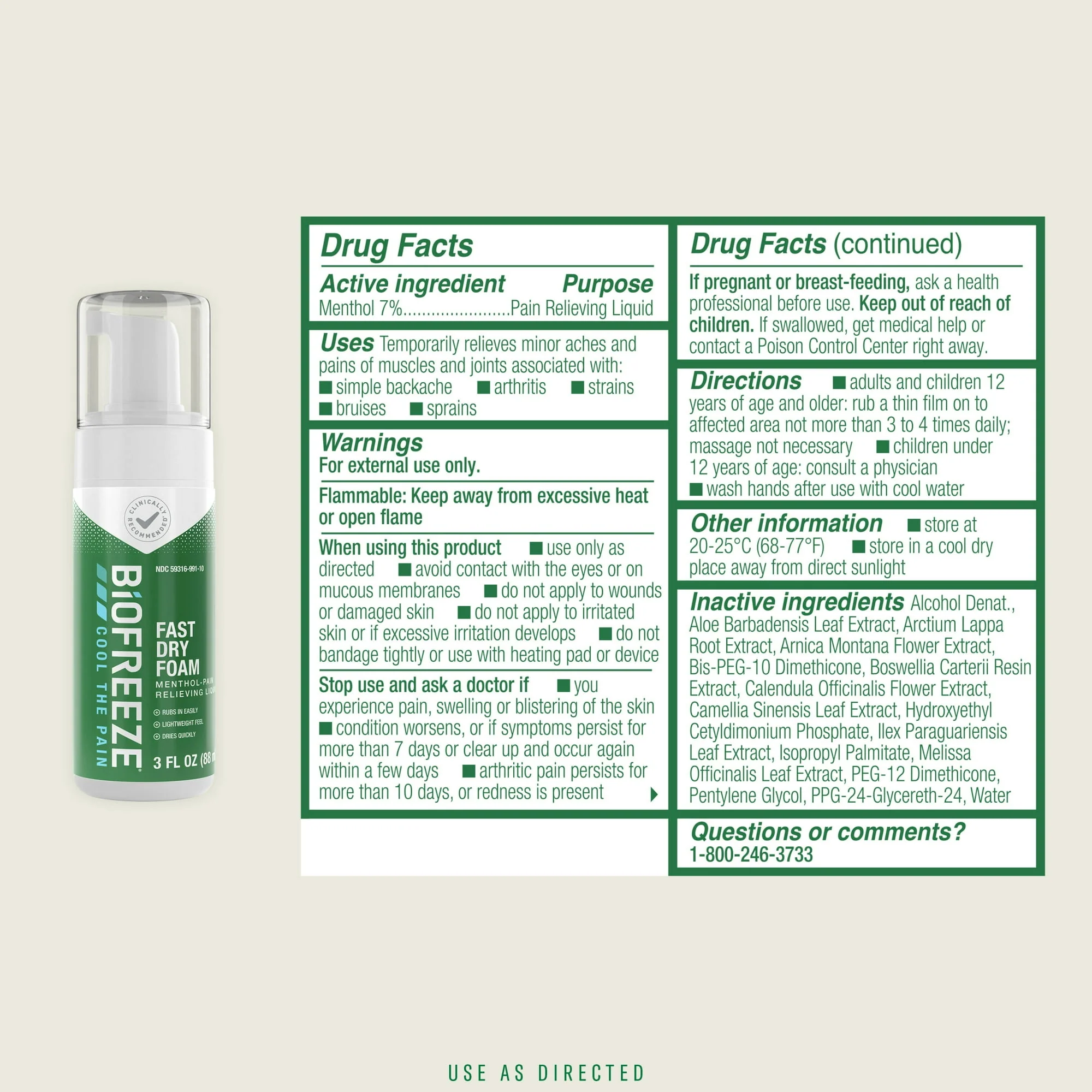 Biofreeze Cool The Pain Fast Dry Foam 3oz - Image 3