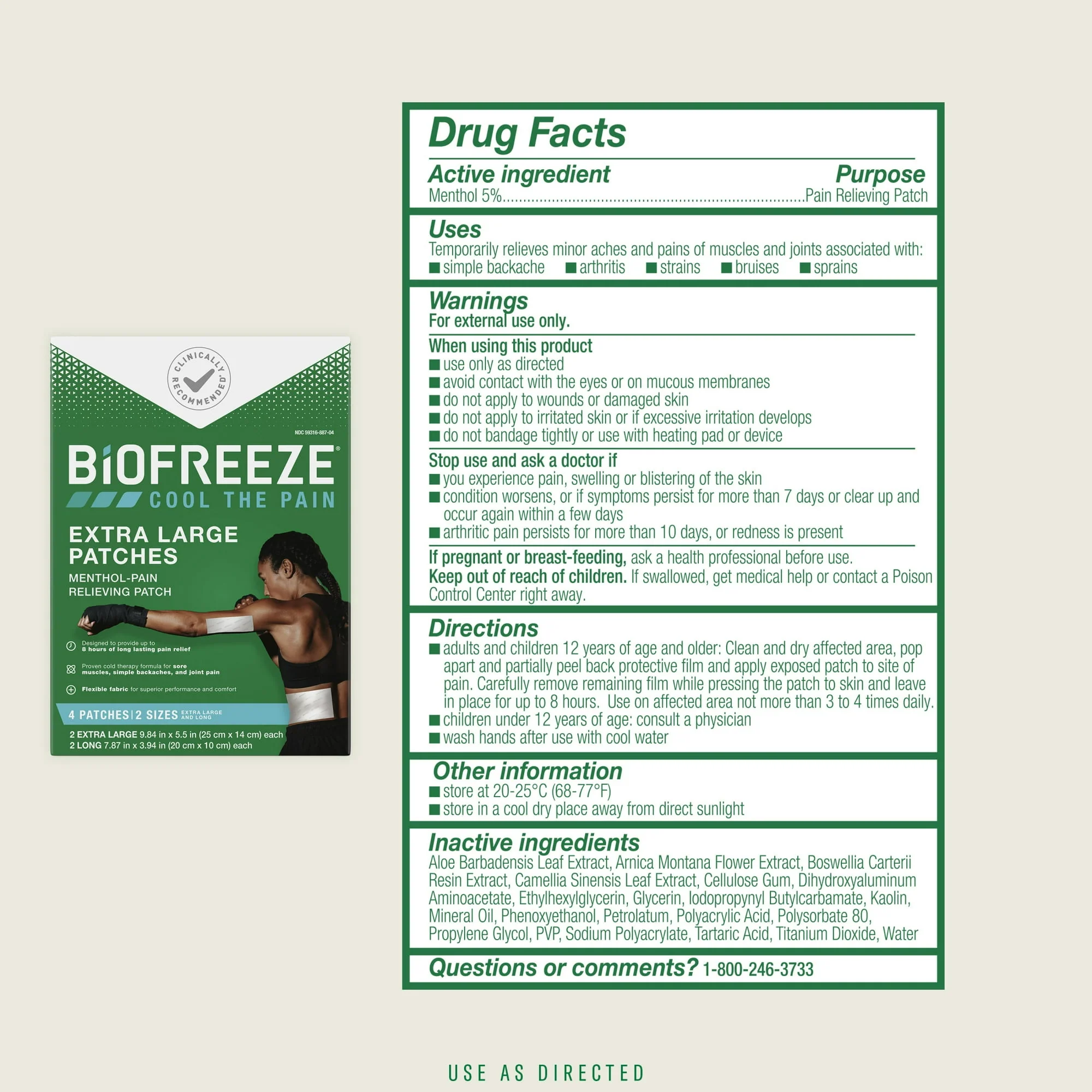 Biofreeze Cool The Pain Relief Patches Long & Extra Large 4ct - Image 3