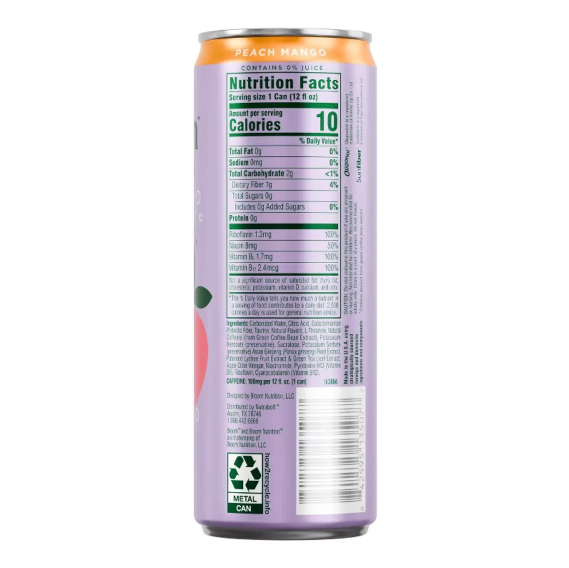Bloom Energy, Peach Mango, 12 Oz - Image 2