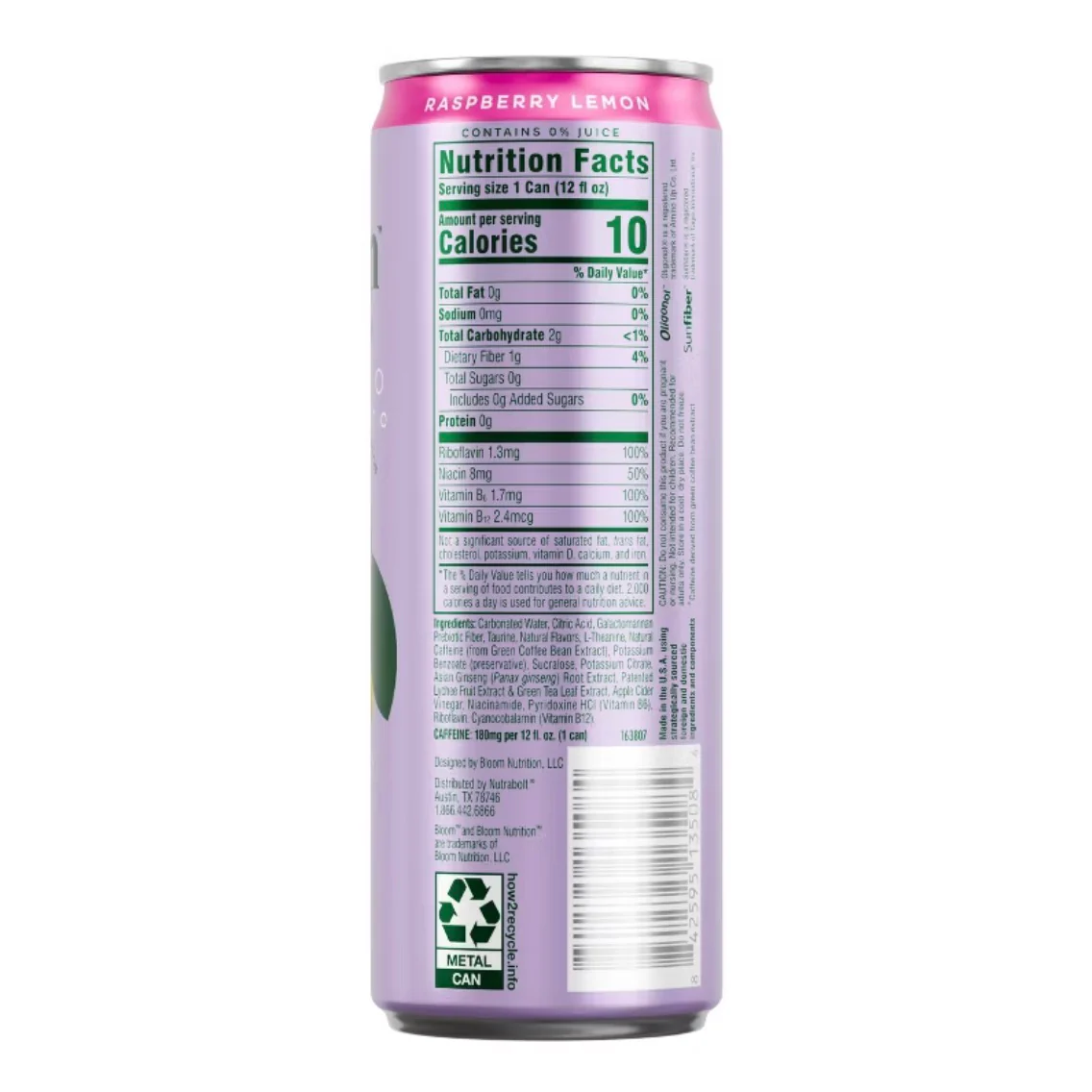 Bloom Energy, Raspberry Lemon, 12 Oz - Image 2
