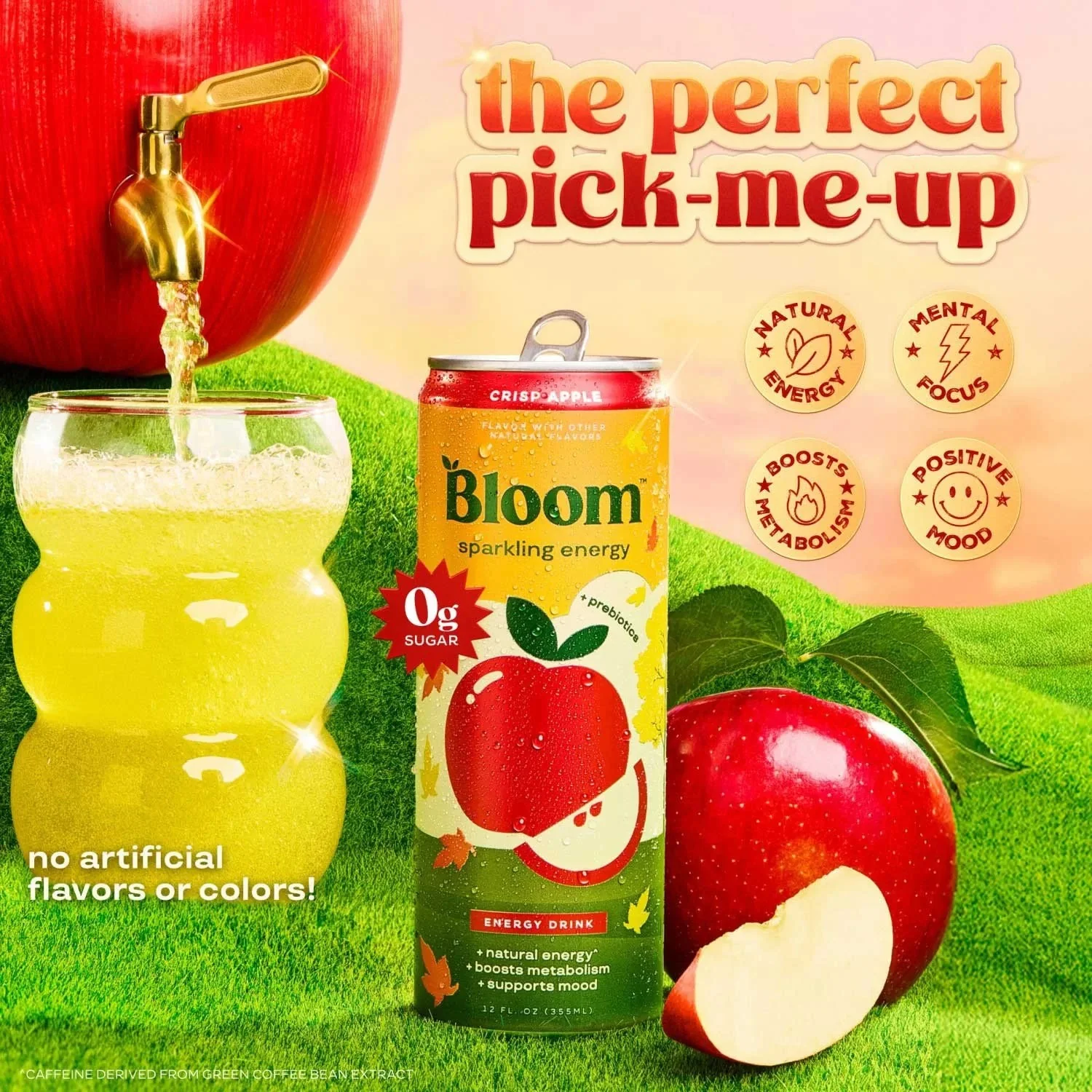 Bloom Sparkling Energy, Crisp Apple 12 Fl. Oz. - Image 2