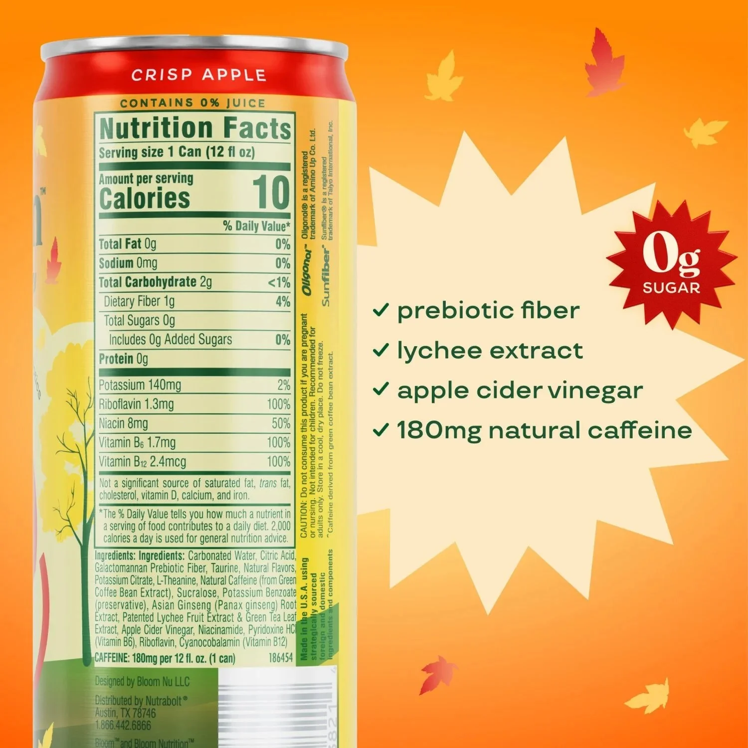 Bloom Sparkling Energy, Crisp Apple 12 Fl. Oz. - Image 3