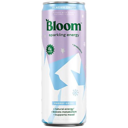 Bloom Sparkling Energy Drink Can + Prebiotics Glacier Crush - 12.0 Fl Oz