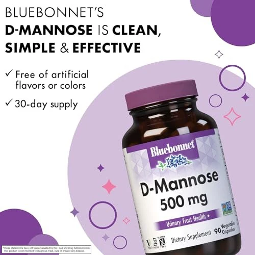 BlueBonnet Nutrition D-Mannose 500 Mg – Fast Acting Urinary Tract Support for Men & Women* - Non-GMO, Vegan, Kosher, Gluten-Free - 90 Vegetable Caps - Image 4