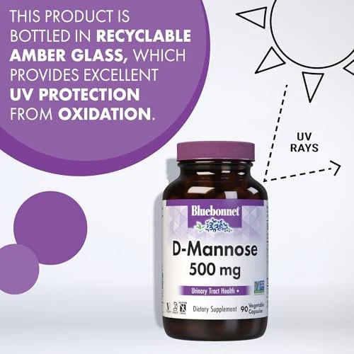 BlueBonnet Nutrition D-Mannose 500 Mg – Fast Acting Urinary Tract Support for Men & Women* - Non-GMO, Vegan, Kosher, Gluten-Free - 90 Vegetable Caps - Image 6