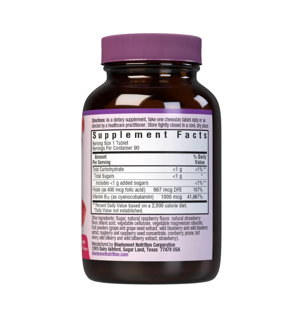 Bluebonnet Vitamin B12 & Folic Acid Chewables 90ct - Image 2