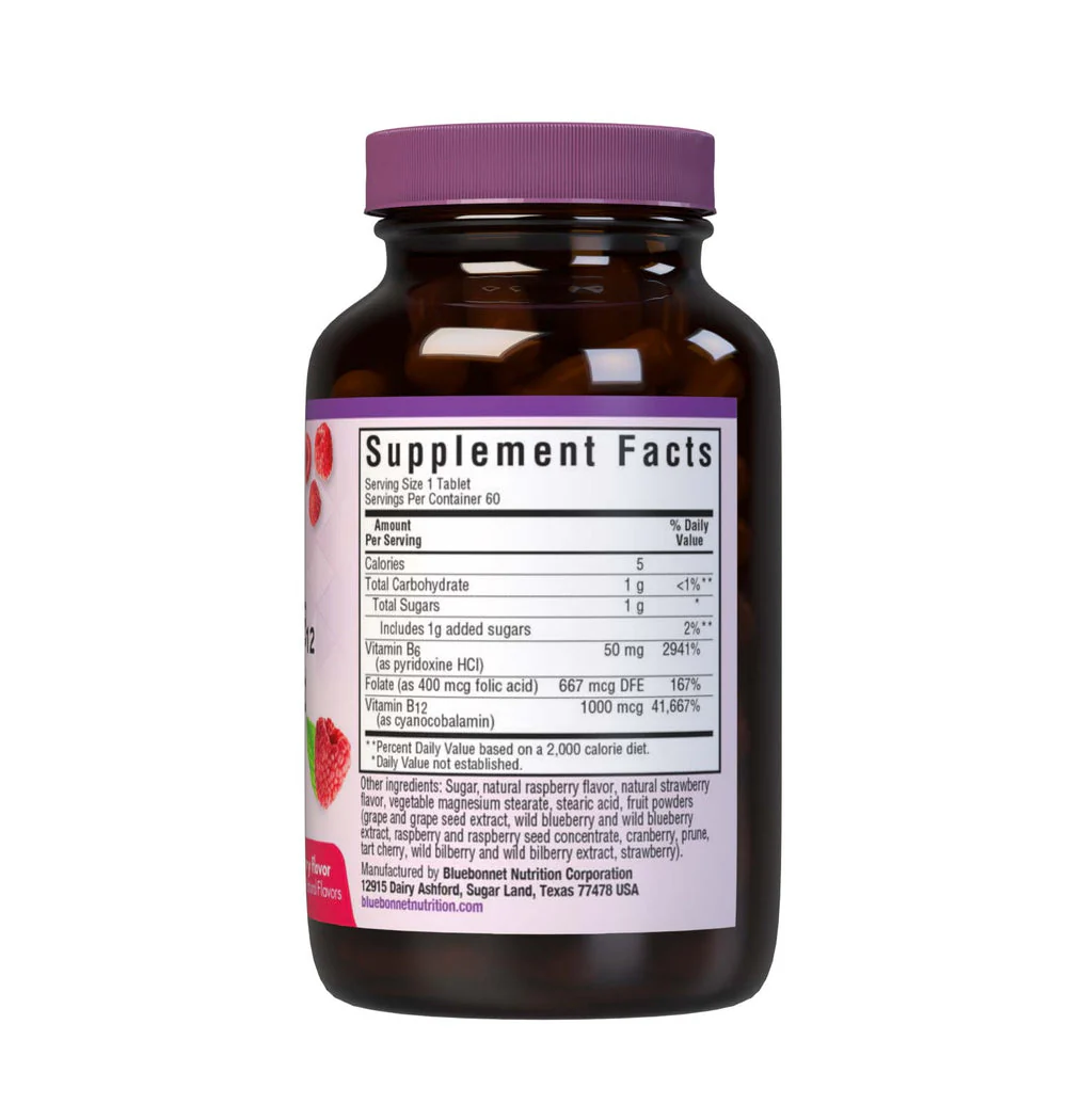 Bluebonnet Earth Sweet Vitamin B6 B12 & Folic Acid Chewables 60ct - Image 2